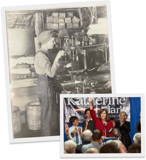 Photo of Katherine's grandmother, a World War II factory floor worker